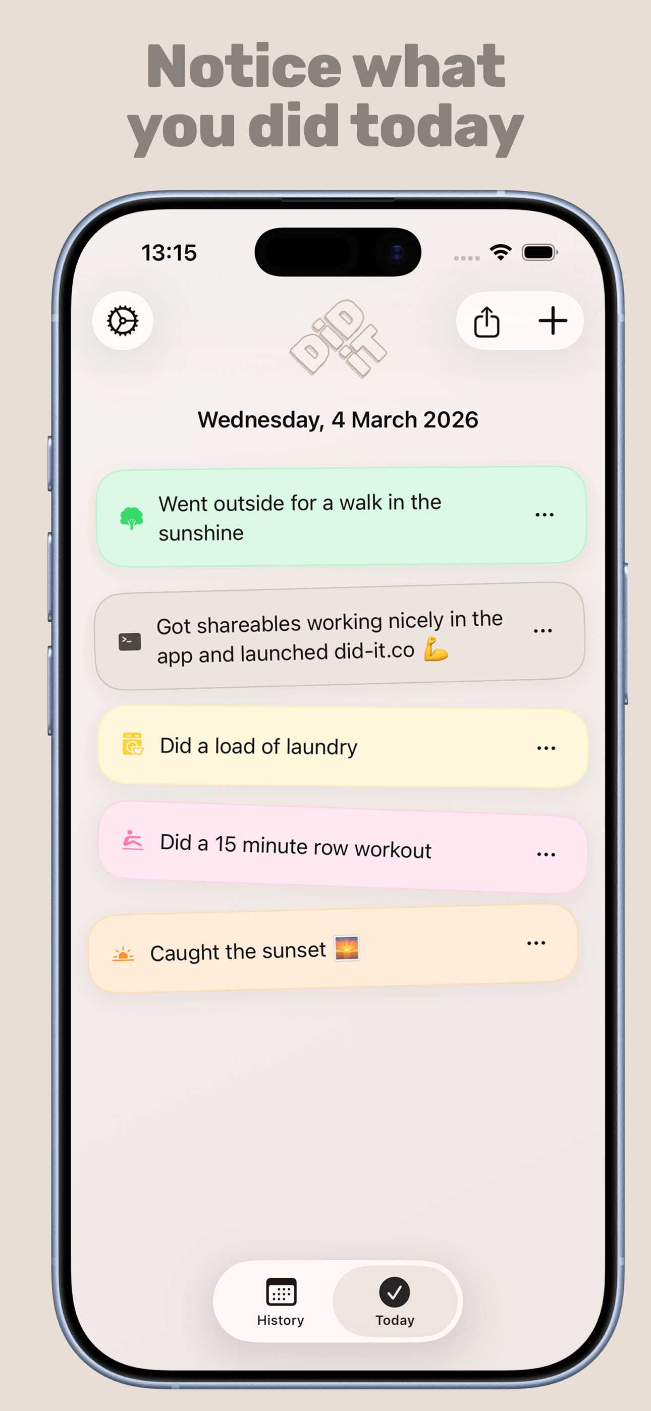 Fill your day with wins – Did It today view
