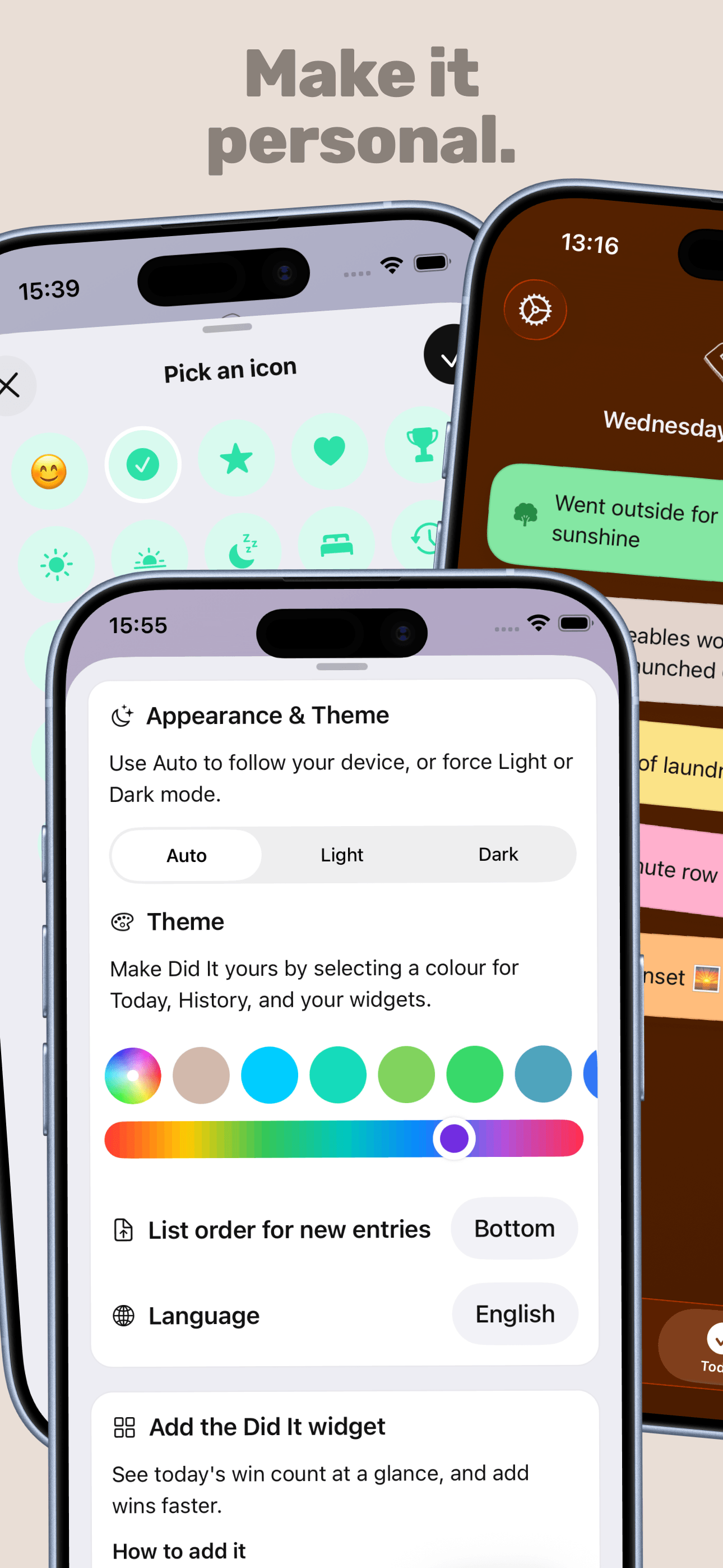 Make it personal – themes and icons