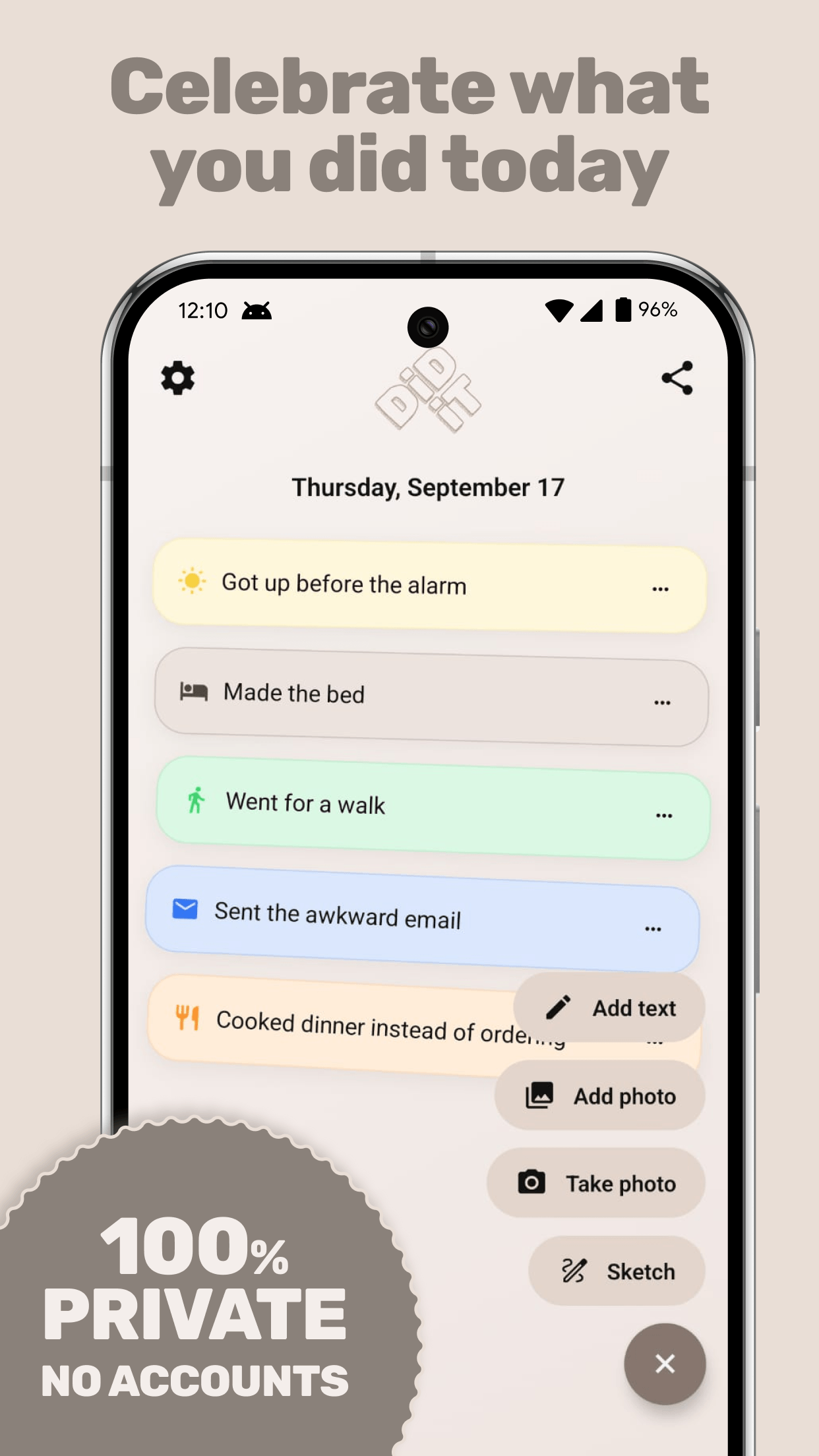 Celebrate what you did today – Did It on Android
