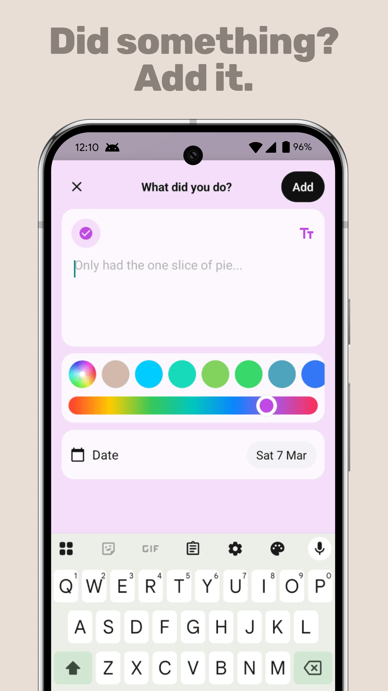 Did something? Add it. – Did It on Android