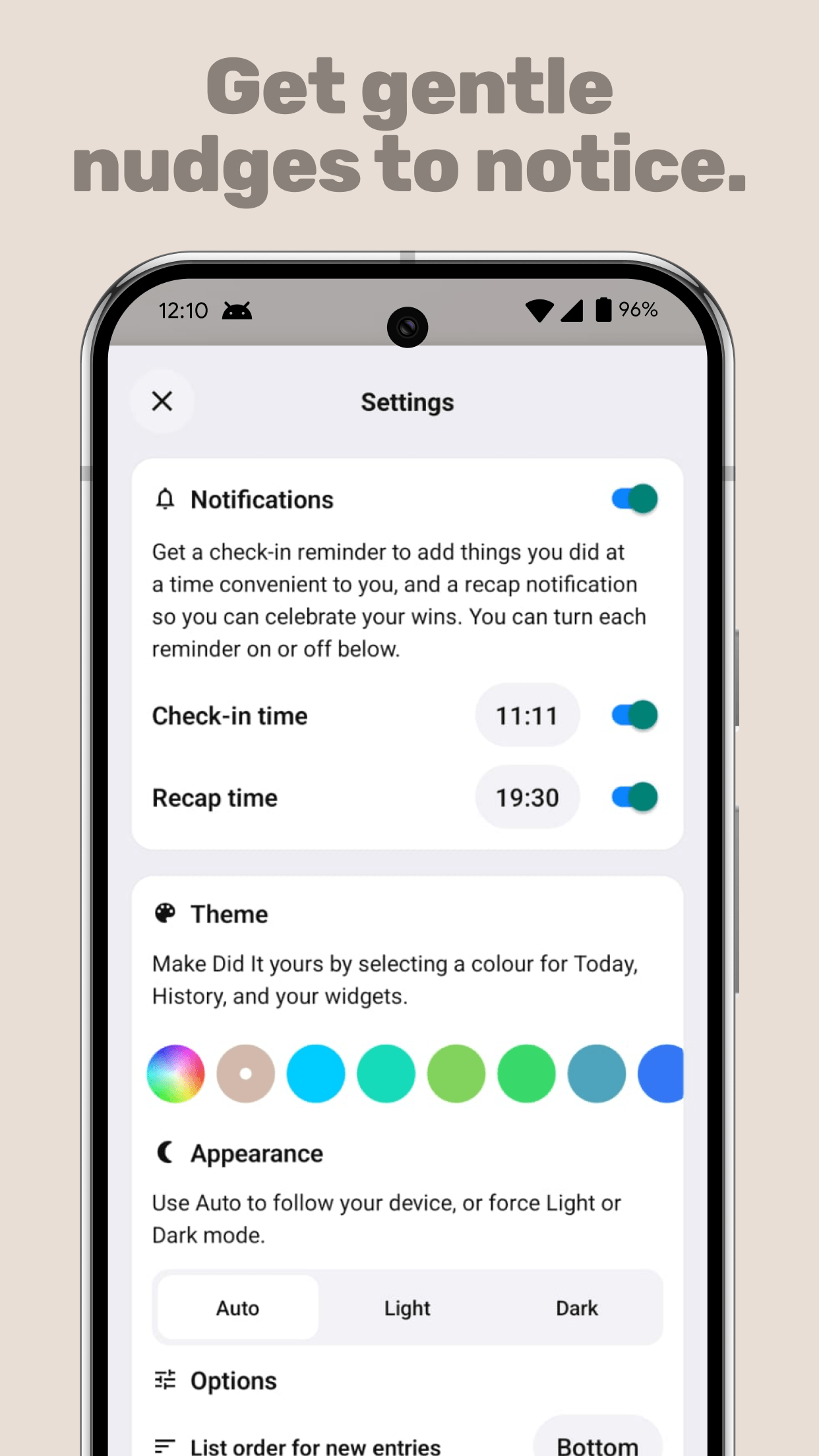 Get gentle nudges to notice. – Did It on Android