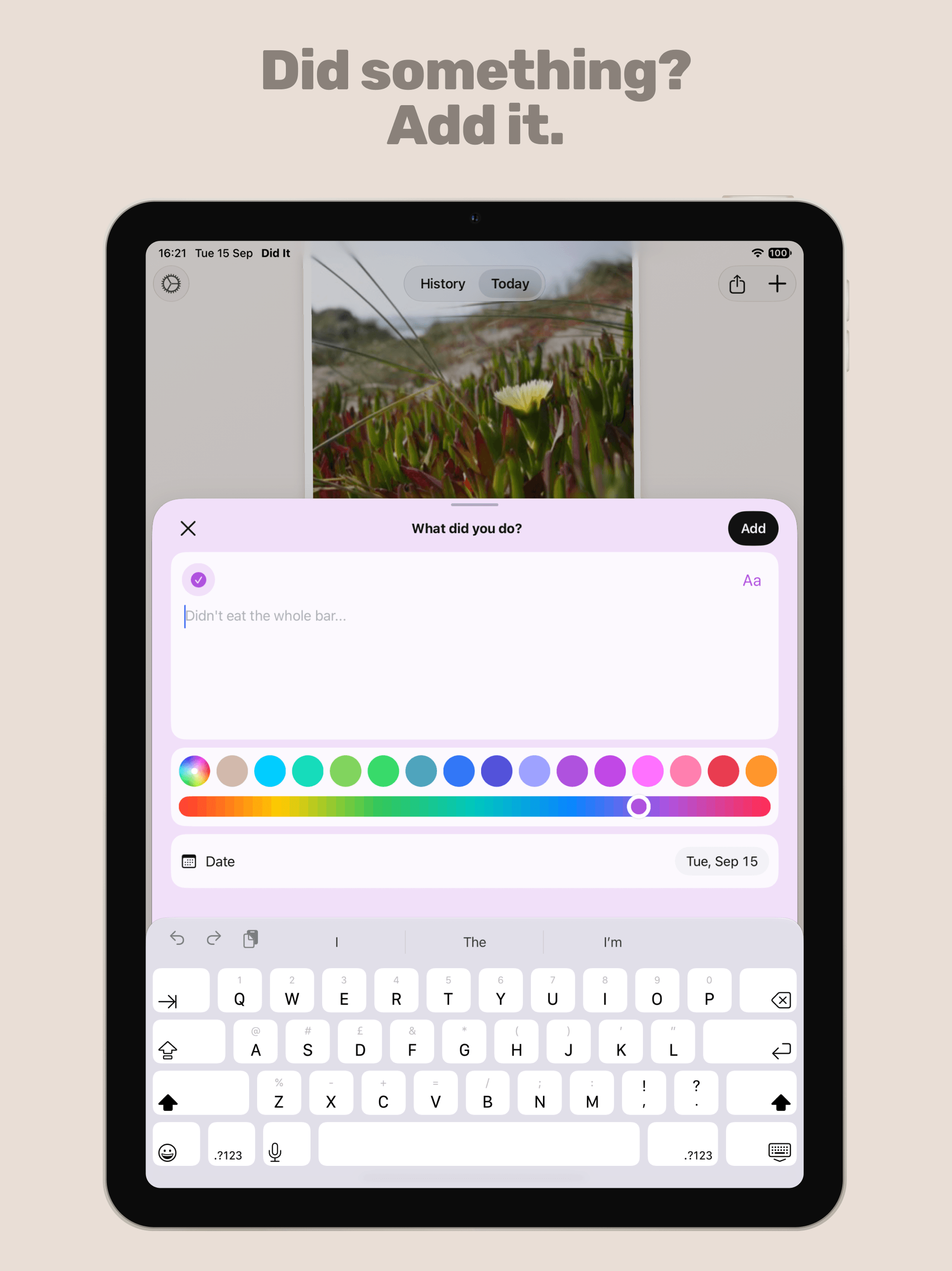 Did something? Add it. – Did It on iPad & Mac