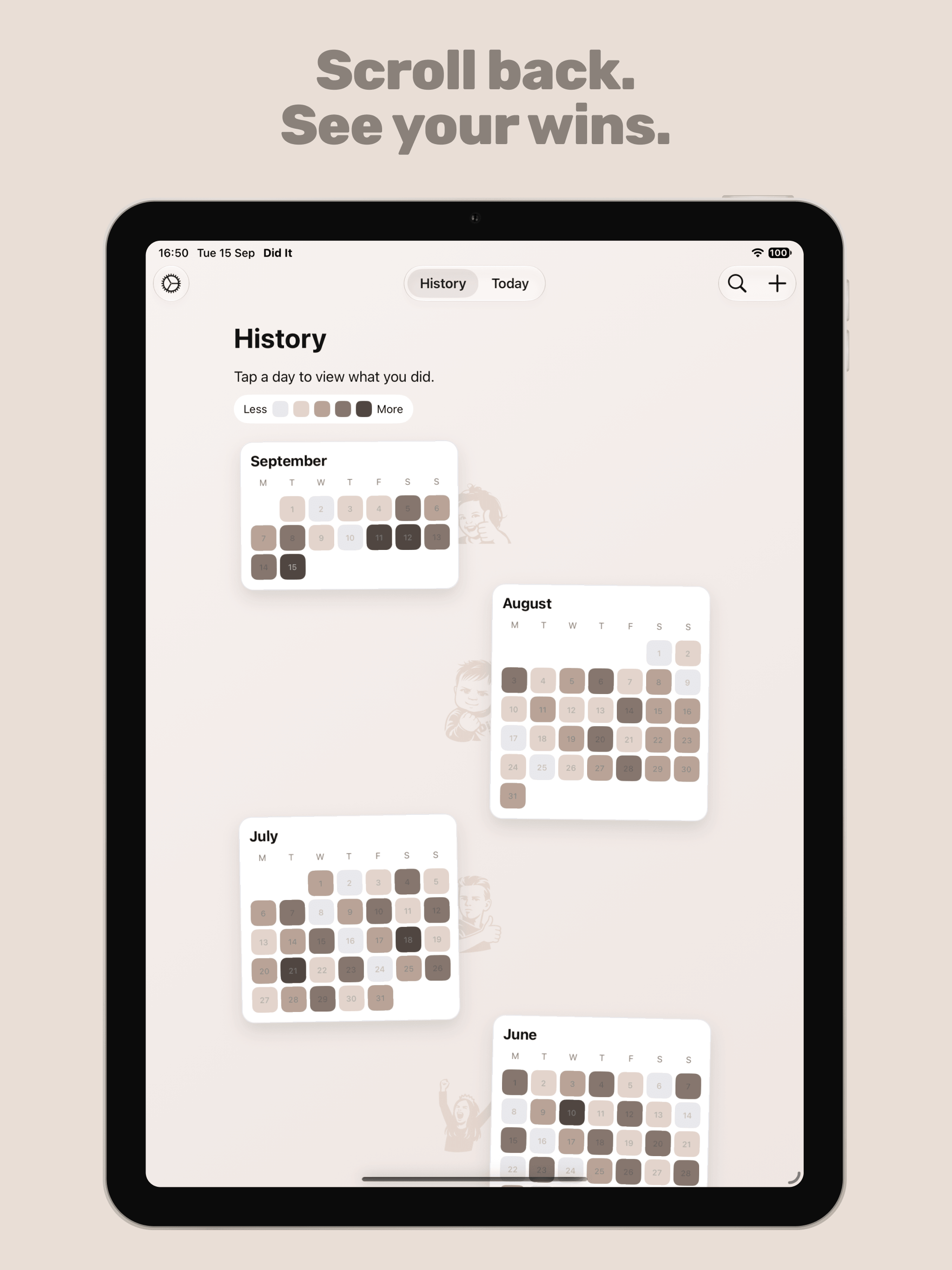 Scroll back. See your wins. – Did It on iPad & Mac