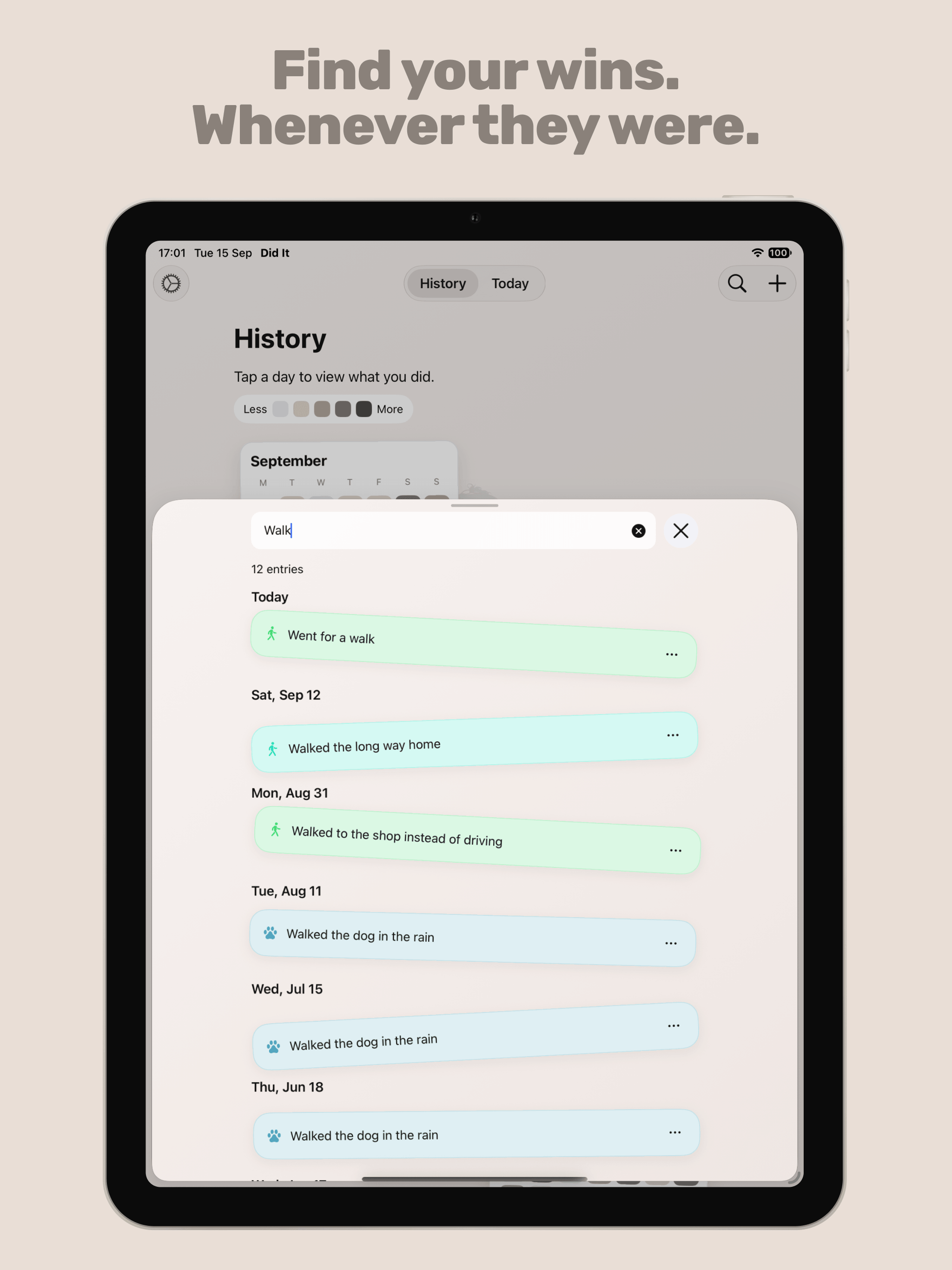 Find your wins. Whenever they were. – Did It on iPad & Mac