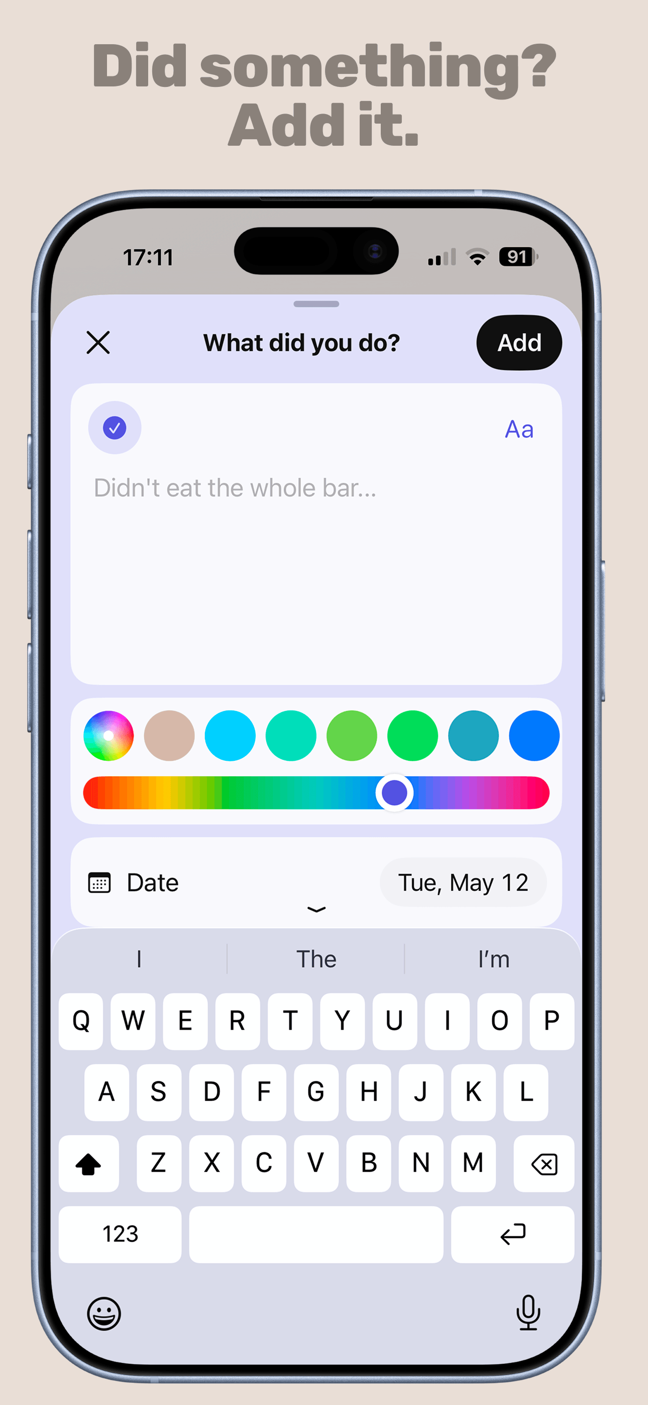Did something? Add it. – Did It on iPhone