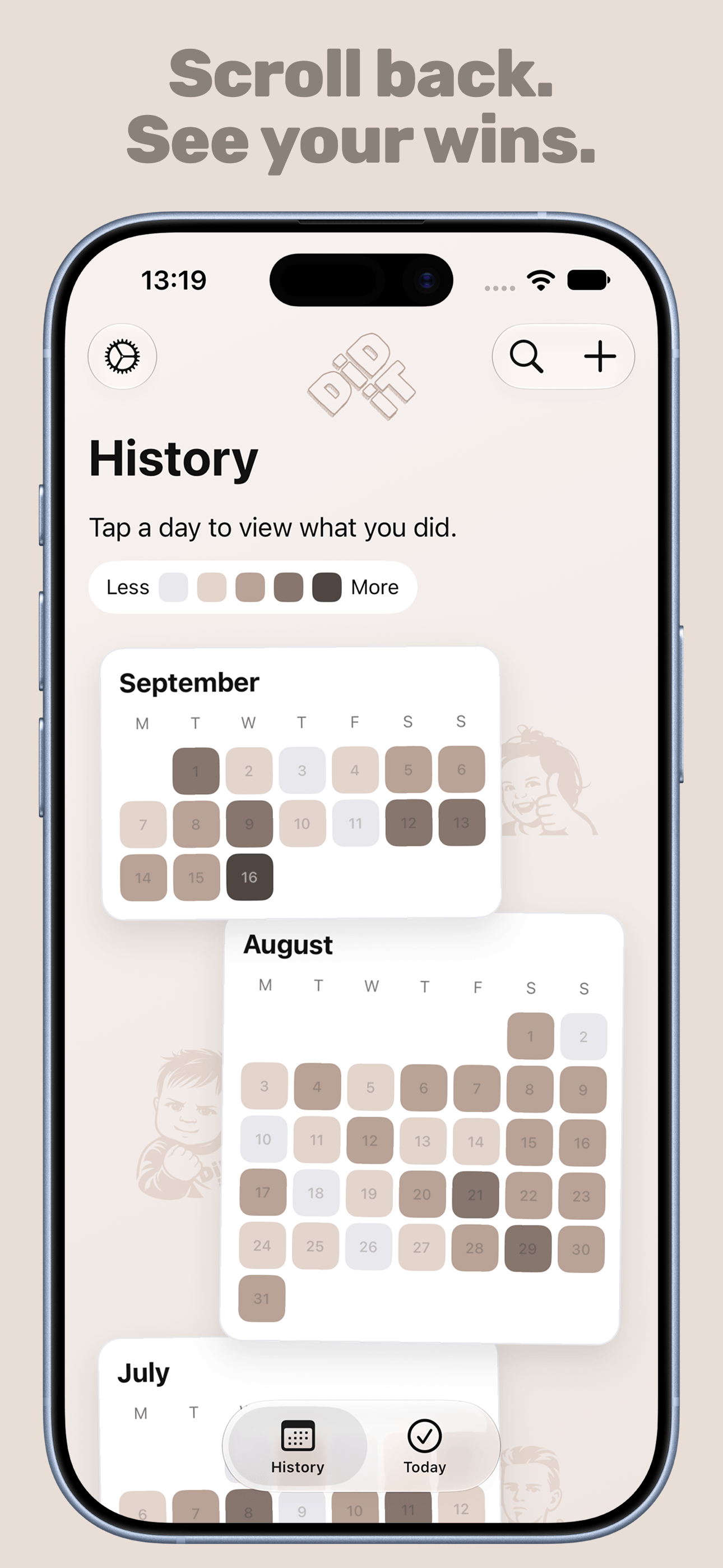 Scroll back. See your wins. – Did It on iPhone